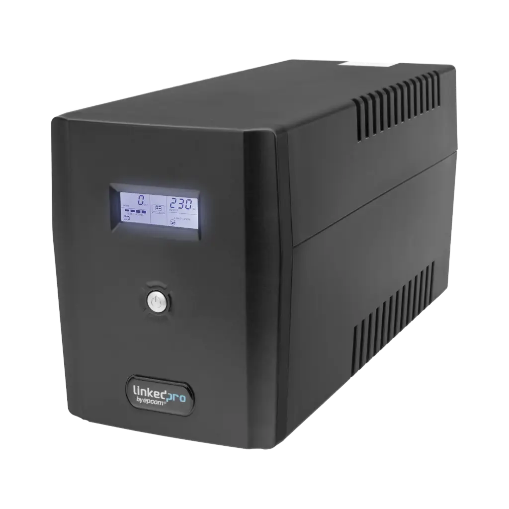Regulador UPS EPCOM 1500VA/900 W Pantalla LCD / Línea Interactiva 120Vca / 8 tomas 5-15R (6 Respaldadas) / Regulación de Voltaje / Protección RJ45