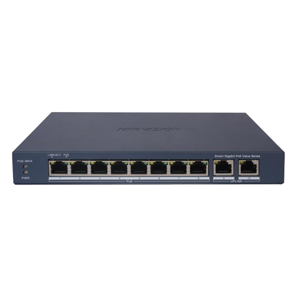 Switch Gigabit PoE+ 8 Puertos Administrable + 2 Uplink - DS-3E1510P-EI/M